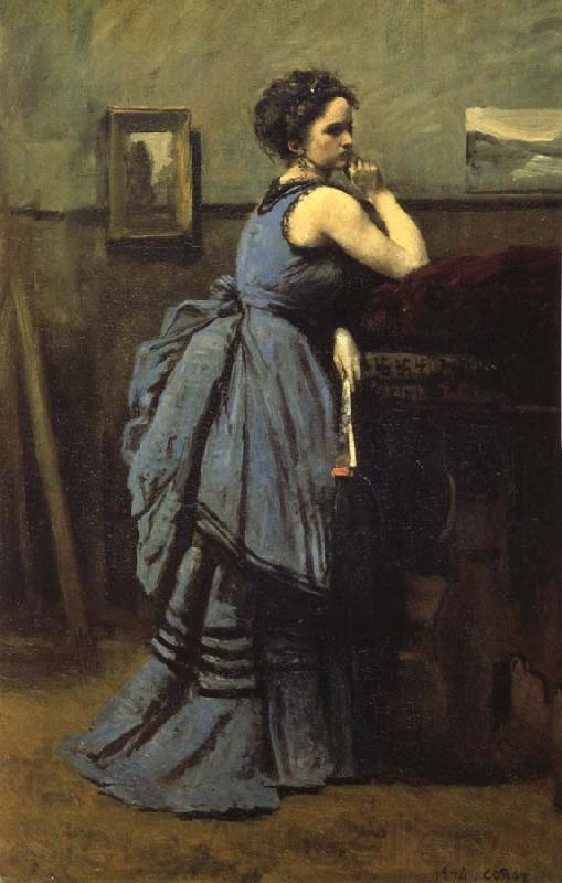 Corot Camille The lady of blue Spain oil painting art